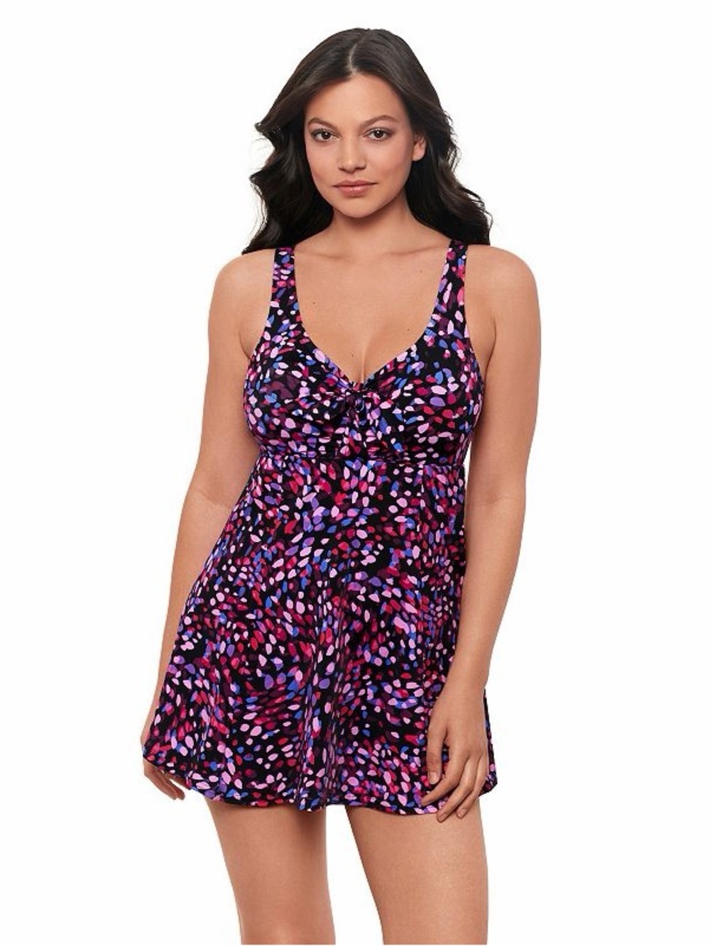 Swim Solutions Swim Dress Pink and Purple Multicolor Swimsuit